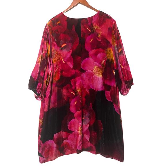 NWT | Size XXL | JOHNNY WAS Women’s Vesna Velvet Velour Silk-Blend Shift Dress - Picture 3 of 13